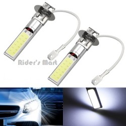 BULB H3 LED FOG LAMP SET  Pcs Extremely Bright LED H3 COB Chips Bulbs Plug-n-Play