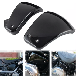 Black Left Right Battery Side Fairing Covers Set for Harley