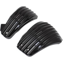 Black Battery Side Covers Set Rippled for Harley Davidson Softail FXLR 18-Up.