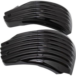 Black Battery Side Covers Set Rippled for Harley Davidson Softail FXLR 18-Up.