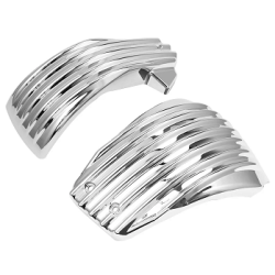 Chrome Battery Side Covers Set Rippled for Harley Davidson Softail 18-Up