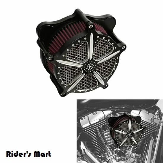 BREATHER KIT  BLACK Speed 5 Air Cleaner Contrast Cut CNC For Harley Touring 