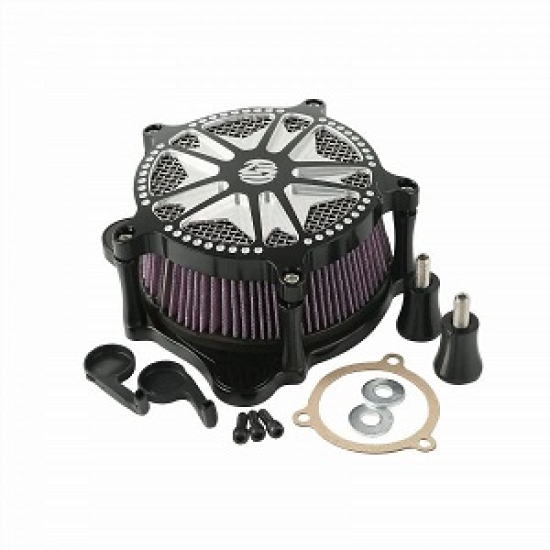 BREATHER KIT DEEP CUT TOURING BLACK CNC Air Cleaner Intake Filter Kit For Harley Touring