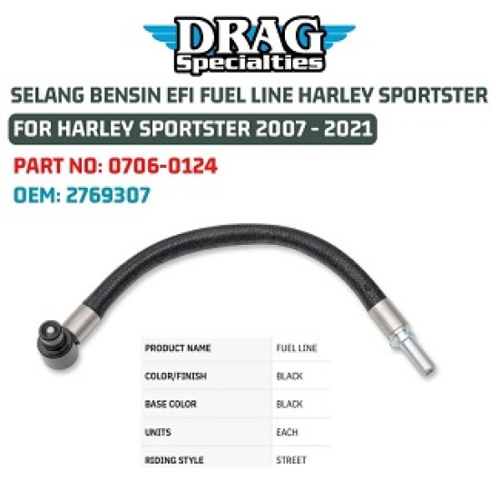 Drag Specialties EFI Fuel Line for Harley Davidson Sportster