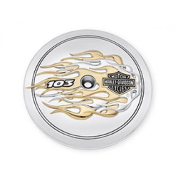 BREATHER AIR CHROME FLAME TRIM Harley- Davidson Gold & Chrome Flames Collection Air Cleaner Trim