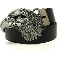 BELT Men'S Cowboy Belts Men American Eagle Head & Skull 3D Belt Buckle Black Leather Belt Men